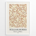 Load image into Gallery viewer, Framed William Morris Emery’s Willow 1874 art print plakat with yellow willow leaves and branches on a beige background.
