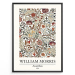 Load image into Gallery viewer, Framed William Morris Acanthus 1874 art print plakat featuring detailed floral and leaf patterns in red, beige, and green tones.
