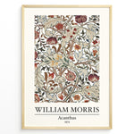 Load image into Gallery viewer, Framed William Morris Acanthus 1874 art print plakat featuring detailed floral and leaf patterns in red, beige, and green tones.
