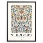 Load image into Gallery viewer, Framed William Morris Daffodil 1891 art print plakat featuring detailed floral design with yellow daffodils and green leaves on a soft beige background.
