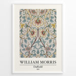 Load image into Gallery viewer, Framed William Morris Daffodil 1891 art print plakat featuring detailed floral design with yellow daffodils and green leaves on a soft beige background.

