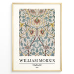 Load image into Gallery viewer, Framed William Morris Daffodil 1891 art print plakat featuring detailed floral design with yellow daffodils and green leaves on a soft beige background.
