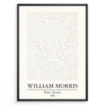 Load image into Gallery viewer, William Morris Pure Acorn 1892 art print plakat featuring beige botanical pattern of oak leaves and acorns in a minimalist style with black frame
