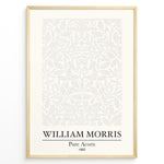 Load image into Gallery viewer, William Morris Pure Acorn 1892 art print plakat featuring beige botanical pattern of oak leaves and acorns in a minimalist style with black frame
