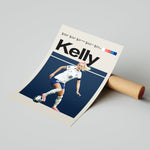 Load image into Gallery viewer, Chloe Kelly Kvinde fodbold plakater | England landsholdstrøje i hvid og blå med boldkontrol og intens fokus – ideel til fans af kvindefodbold
