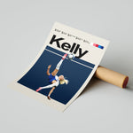 Load image into Gallery viewer, Chloe Kelly Kvinde fodbold plakater | England landsholdstrøje i blå og hvid under saksespark – perfekt til fans af kvindefodbold og Lionesses
