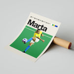 Load image into Gallery viewer, Marta Kvinde fodbold plakater | Brasilien landsholdstrøje i gul og blå med kraftfuldt spark – ikonisk motiv for fans af kvindefodbold
