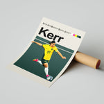 Load image into Gallery viewer, Sam Kerr Kvinde fodbold plakater | Australien landsholdstrøje i gul og grøn med kraftfuldt spark – perfekt til fans af kvindefodbold og Matildas
