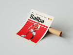 Load image into Gallery viewer, William Saliba fodbold plakat | Arsenal FC-spiller i rød-hvid hjemmebanetrøje, stilfuldt og moderne plakatdesign.
