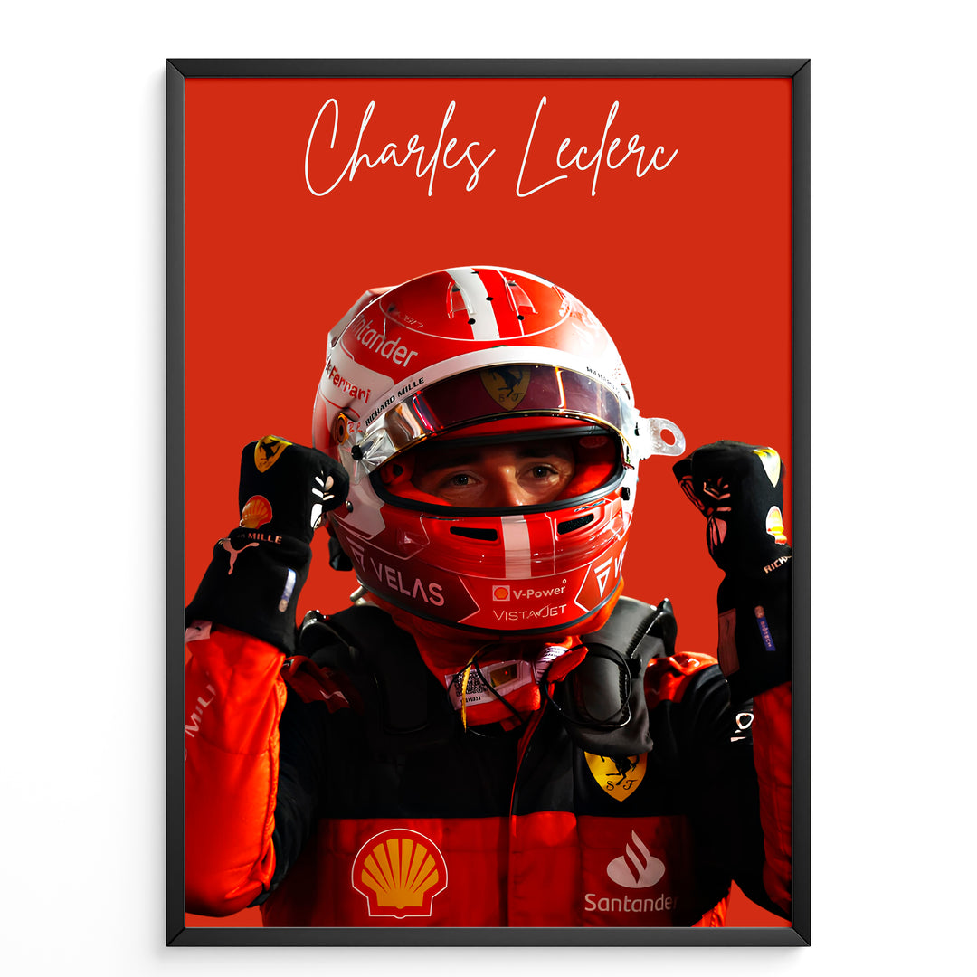 Charles Leclerc F1 Plakat | Unikt Racerdesign | Formel 1 Baner | Dynamisk Motorsport Kunst | Plakaty.dk