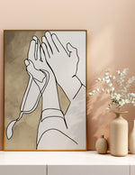 Load image into Gallery viewer, Dua hand line art med beige og hvid baggrund | Islamisk plakater | Plakaty.dk 
