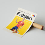Load image into Gallery viewer, Fabián Ruiz fodbold plakat | Spanien landsholdstrøje i rød og blå med jubelscene – ideel til fans af herrefodbold og La Roja
