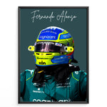 Load image into Gallery viewer, Fernando Alonso F1 Plakat | Eksklusivt Racerdesign | Formel 1 Baner | Dynamisk Motorsport Kunst | Plakaty.dk
