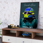 Load image into Gallery viewer, Fernando Alonso F1 Plakat | Eksklusivt Racerdesign | Formel 1 Baner | Dynamisk Motorsport Kunst | Plakaty.dk
