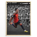 Load image into Gallery viewer, Ferran Torres plakat med Spanien landsholdstrøje under VM 2026 i moderne sort-hvid og farvedesign
