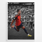 Load image into Gallery viewer, Ferran Torres plakat med Spanien landsholdstrøje under VM 2026 i moderne sort-hvid og farvedesign
