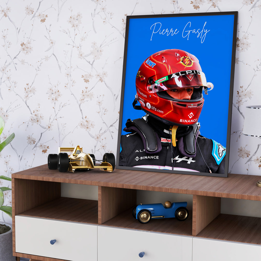 Pierre Gasly F1 Plakat | Unikt Racerdesign | Formel 1 Baner | Dynamisk Motorsport Kunst | Plakaty.dk