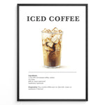 Load image into Gallery viewer, Iced coffee recipe poster with a tall glass of iced brewed coffee.
