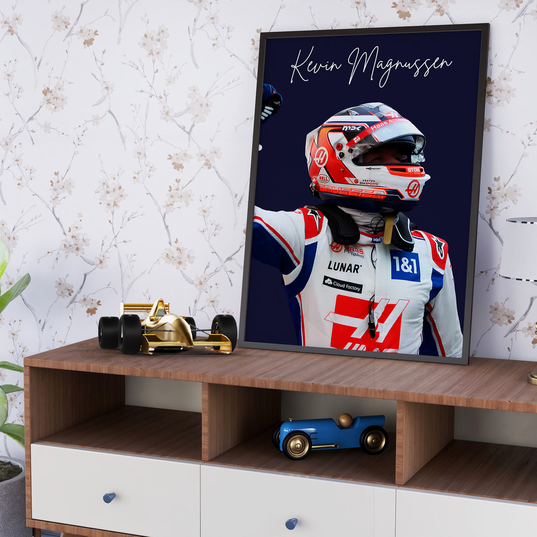 Kevin Magnussen F1 Plakat | Unikt Racerdesign | Formel 1 Baner | Dynamisk Motorsport Kunst | Plakaty.dk