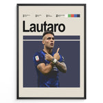 Load image into Gallery viewer, Poster featuring a football player in a blue jersey posing with crossed arms, with bold text at the top and a clean graphic layout, framed as modern sports wall art.

