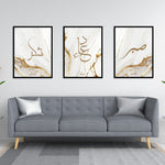 Load image into Gallery viewer, 3x Islam Plakater | Shukr, Dua, Sabr - Grey Golden Marble
