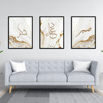Load image into Gallery viewer, 3x Islam Plakater | Shukr, Dua, Sabr - Grey Golden Marble
