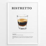 Load image into Gallery viewer, Minimalist Ristretto coffee recipe illustration with a small glass of concentrated espresso shot.
