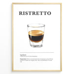 Load image into Gallery viewer, Minimalist Ristretto coffee recipe illustration with a small glass of concentrated espresso shot.
