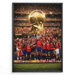 Load image into Gallery viewer, Spanien Verdensmester plakat med hele landsholdet og VM-trofæet under mesterskabsfejringen i 2026
